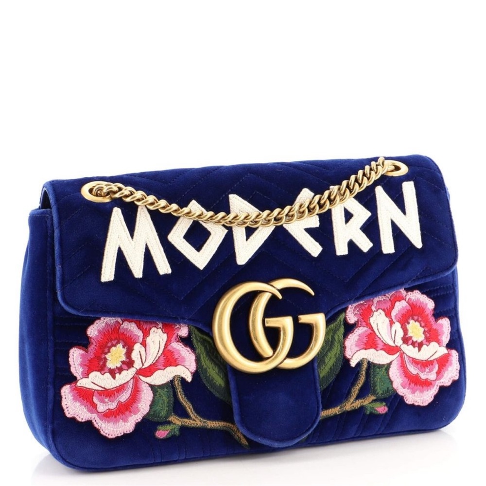 Gucci GM Marmont flap bag Embroidered - Picture 2 of 7